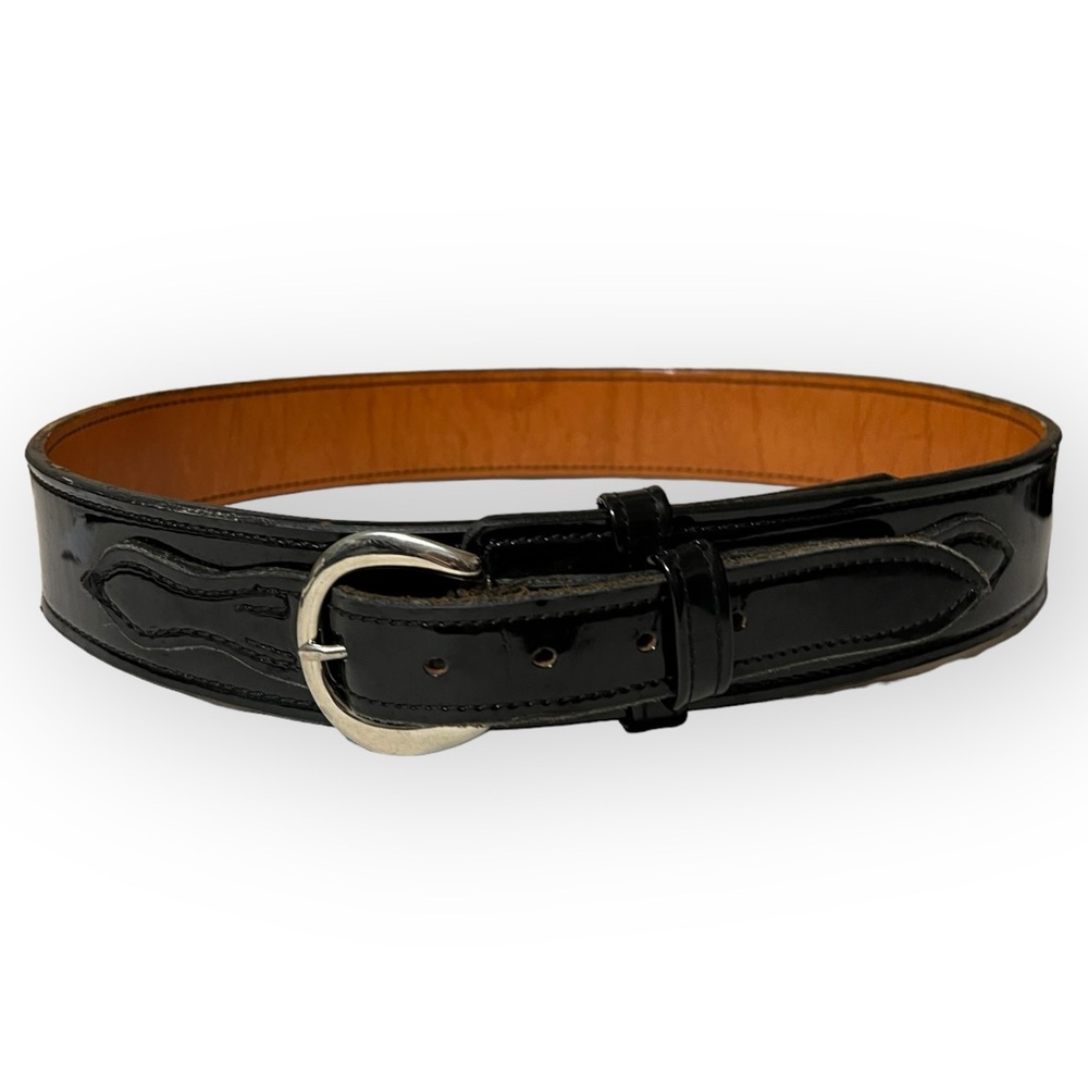 Don Hume Wide Fully Leather Duty Belt Solid Brass Nickel Buckle Gloss Size 42